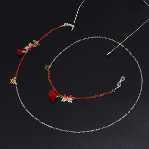 Chaîne de Lunettes Papillon Fleur à la Mode pour Femmes Alliage Émail Porte-Lunettes Antidérapant Cordon de Masque Décoratif