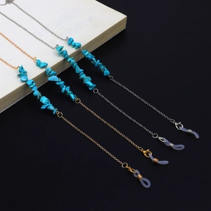 Turquoise Beads Glasses Chain Alloy Metal Anti-Slip Eyeglass Strap Handmade Bohemian Fashion Eyewear Holder