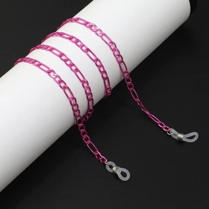 Catena Per Occhiali Metallo Rosso Rosa Cordino Figaro Per Occhiali Da Sole Supporto Con Anelli In Silicone Antiscivolo Per Donne