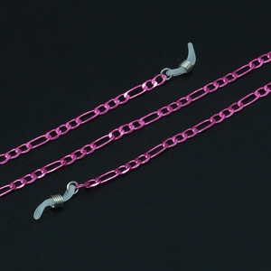 Catenella per occhiali Figaro in metallo rosso rosa con estremità in silicone regolabili