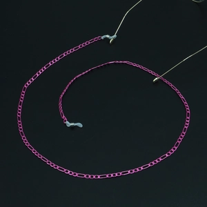 Catena per occhiali Figaro in metallo rosa vivace con connettori in silicone
