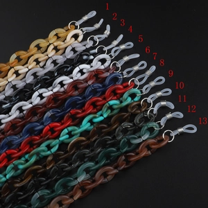 Acrylic Glasses Chain Strap Non-Slip Resin Sunglasses Holder Neck Cord Tortoise Shell Marble Leopard Style Women