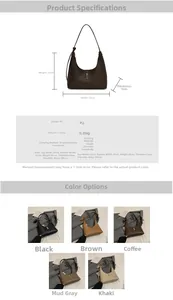 Guida alle dimensioni e varianti colore per la borsa sottobraccio minimalista testurizzata