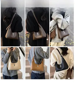 Collage di borse hobo in pelle in vari colori mostrate su modelli per lo stile quotidiano