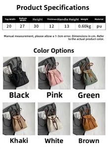 Tableau détaillé des tailles et couleurs pour ce sac à dos en PU grande capacité
