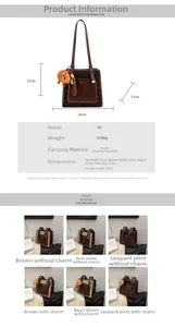 Size chart showing PU tote bag dimensions: 24cm width, 22cm height, and 0.56kg weight