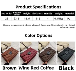 Detailed view of quilted crossbody bag specifications and four color variants display