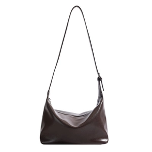 Vintage dark brown hobo shoulder bag with adjustable strap and textured leather finish