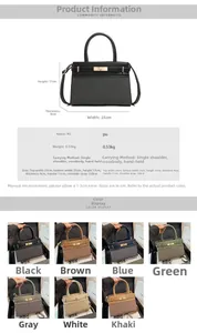 Detailed dimension chart for a PU leather crossbody Kelly bag with size specifications