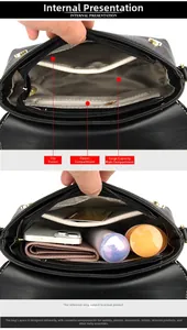 Detail view of the bag's interior showing multiple pockets for phone and wallet storage