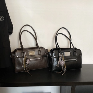 Vintage retro crossbody handbags in coffee and black with a unique mini book charm