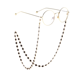 Chaîne De Lunettes Rétro Métal Doré Avec Perles Brunes Cordon De Lunettes De Soleil Antidérapant Décoratif
