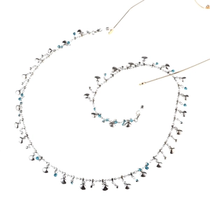 Silver eyewear chain with seashell charms and blue beads for glasses and sunglasses