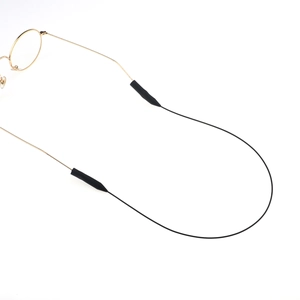 Adjustable black steel wire sports eyewear strap with anti-slip silicone ear hooks