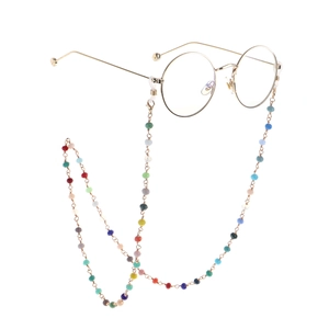Colorful Crystal Beads Glasses Chain Anti-Slip Metal Lanyard Sunglasses Strap Holder Fashion Neck Cord