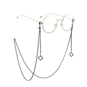Fashion Glasses Chain Metal Black Simple Square Pendant Eyeglass Lanyard Anti Slip Sunglasses Strap Geometric Neck Cord