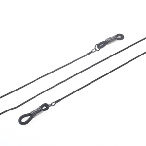 Minimalist 1.2mm black snake chain eyewear cord with adjustable silver spring and loops