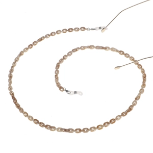 Detail of tortoiseshell acrylic glasses chain with lobster clasp and silicone loop