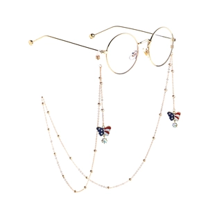Butterfly Enamel Eyeglass Chain Alloy Beads Rhinestone Anti-Slip Glasses Strap Fashion Jewelry Accessory For Women