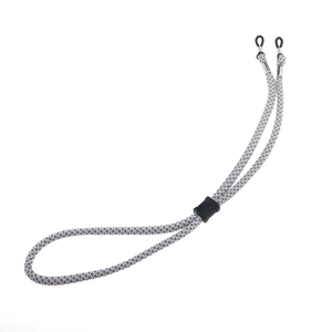 Verstellbares grau-weiß geflochtenes Sport-Brillenband mit sicheren Gummischlaufen