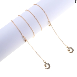 Metall Brillen Kette Anti Verlust Band Mit Stern Mond Strass Anhänger Gold Brillenband Für Damen Mode Accessoires