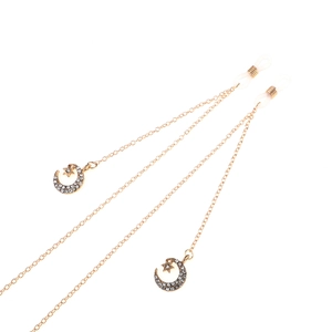 Goldene Brillenkette mit funkelnden Stern- und Mondanhängern aus Strass für Damen