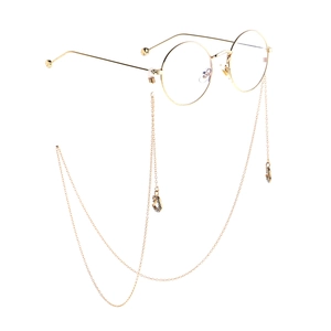 Goldene runde Brille mit Stern- und Mond-Strass-Metallkette als Anti-Verlust-Band