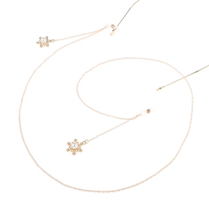 Chaîne à lunettes dorée avec pendentifs flocon de neige et boucles en silicone