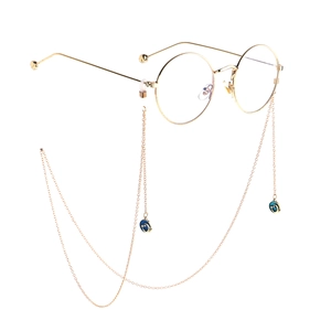 Golden Metal Glasses Chain Non Slip Eyewear Strap Holder With Star Moon Blue Enamel Pendants Decorative Lanyard