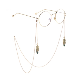 Glasses Chain Metal Anti Slip Eyeglass Strap With Gold Feather Leaf Pendant Retro Neck Cord For Sunglasses Eyewear