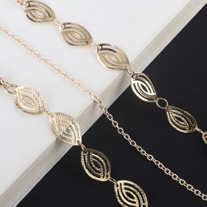 Fashion Gold Glasses Chain Hollowed Oval Copper Eyewear Retainer With Non-Slip Silicone Loops Anti-Lost Strap For Women