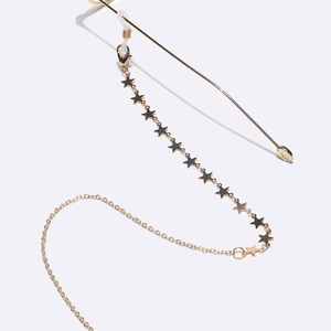 Golden multi-use star chain necklace and eyewear holder strap with silicone loops
