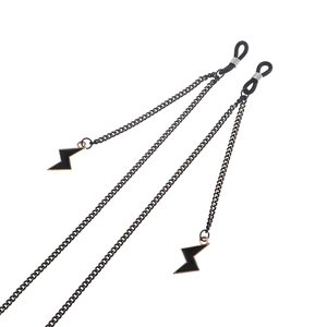 Sleek black metal eyewear chain with stylish lightning bolt pendants for sunglasses