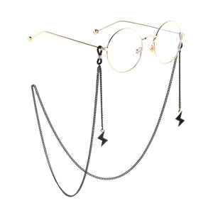 Black Metal Glasses Chain With Lightning Bolt Pendants Anti-Slip Eyewear Lanyard Holder For Sunglasses Fashion Accessory