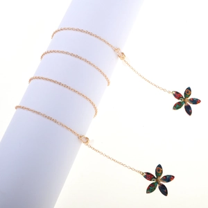 Catena Per Occhiali In Metallo Dorato Con Pendenti A Fiori Colorati Cordino Antiscivolo Per Donne Bambini