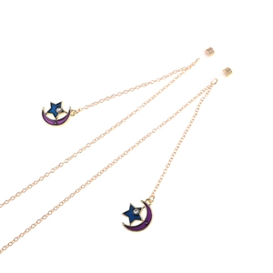 Goldene Brillenkette aus Metall mit Stern- und Mondanhängern und Anti-Rutsch-Schlaufen