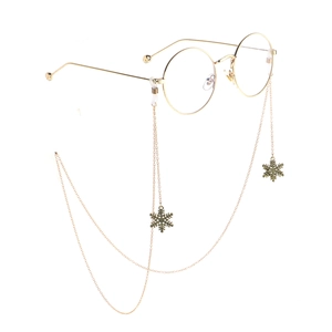 Snowflake Pendant Glasses Chain Metal Alloy Anti Slip Eyewear Strap Christmas Winter Decorative Holder For Women