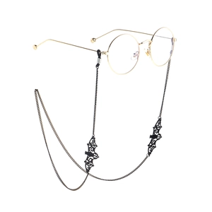 Chaîne De Lunettes Pendentif Chauve-Souris Gothique Cuivre Métal Anti-Glissement Cordon De Lunettes Pour Accessoires Halloween