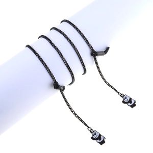 Schwarze Metall Brillenkette Mit Süßen Panda Emaille Anhängern Rutschfeste Brillenband Für Damen Mädchen Mode Halshängen