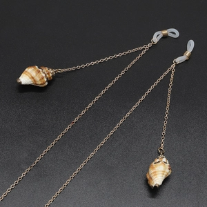 Handmade Metal Glasses Chain With Natural Conch Shell Non Slip Eyewear Lanyard Gold Bohemian Style For Women