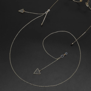 Golden anti-slip eyewear chain with black triangle pendants and silicone loops