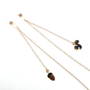 Metal Glasses Chain Non-slip Eyewear Lanyard With Gold Squirrel And Acorn Pendants For Women Fashion Decorative Strap