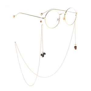 Gold round metal glasses with chain featuring squirrel and acorn charms