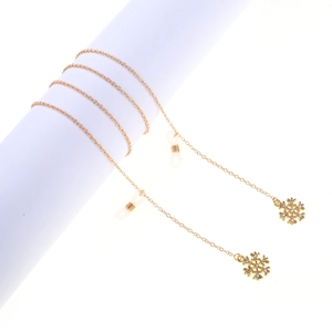 Catenella Per Occhiali In Lega Placcata Oro Con Pendenti Fiocco Di Neve In Strass Anelli In Silicone Antiscivolo Moda Festiva Invernale