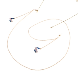 Chaîne à lunettes dorée antidérapante avec pendentifs lune et étoile en émail dégradé
