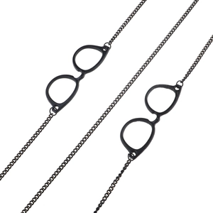 Chaîne de lunettes antidérapante en métal noir avec pendentifs de lunettes stylés
