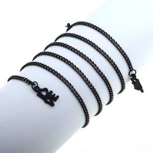 Fashion Black Metal Glasses Chain With Heart Love Letter Pendant Non Slip Silicone Loops Eyeglass Strap Cord