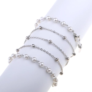 Chaine De Lunettes Métal Künstliche Perles Cordon De Lunettes Avec Faux Künstliche Perles Anti-glisse Boucles Silicone Pour Lunettes