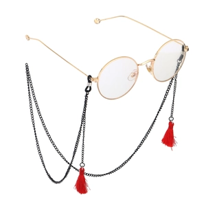 Metal Glasses Chain Retro Bohemian Eyewear Lanyard With Red Velvet Tassels Non Slip Sunglasses Strap Holder