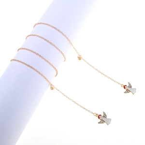 Catenella Per Occhiali Con Ciondolo Angelo Cordino Metallico Antiscivolo Strass Smalto Supporto Decorativo Donna